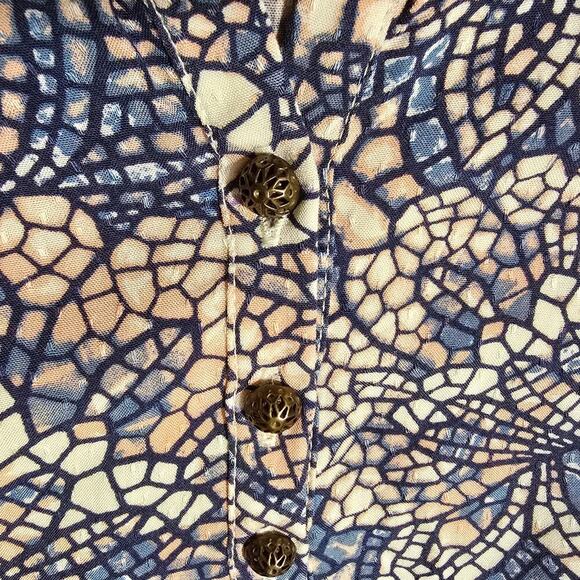 Anthropologie Maeve Colette Floral Motif Mosaic Ballon Sleeve Peasant Blouse Top - Picture 7 of 13